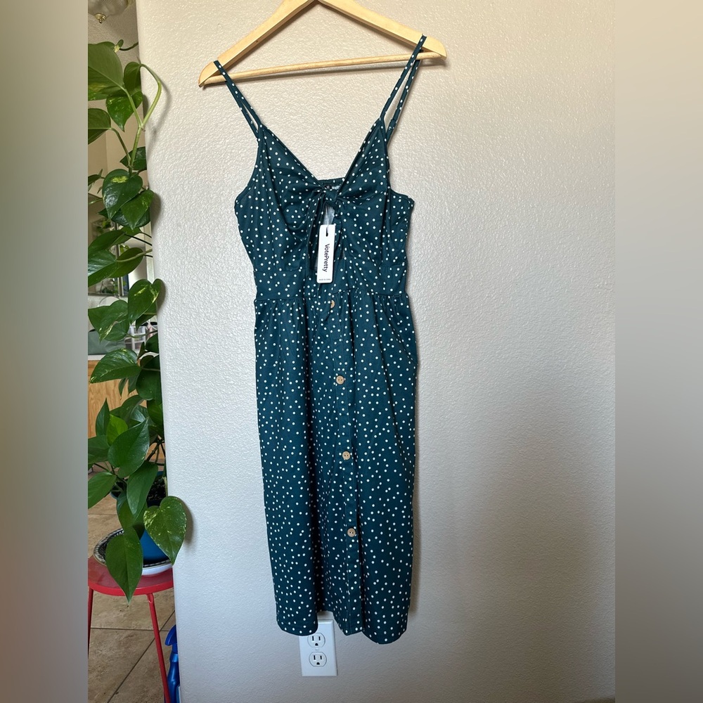 NWT VotePretty Dark Teal Polka Dot Dress